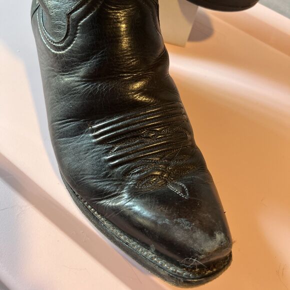 Vintage Boots & Boogie Santa Fe Men’s Black Leather Cowboy Boots Size 9.5 D main image 5